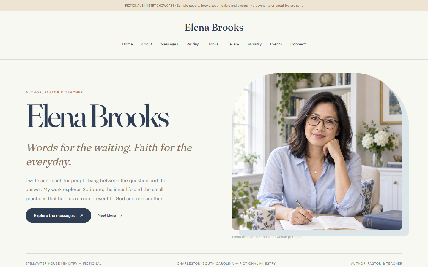 Explore Elena Marsh's writer example website